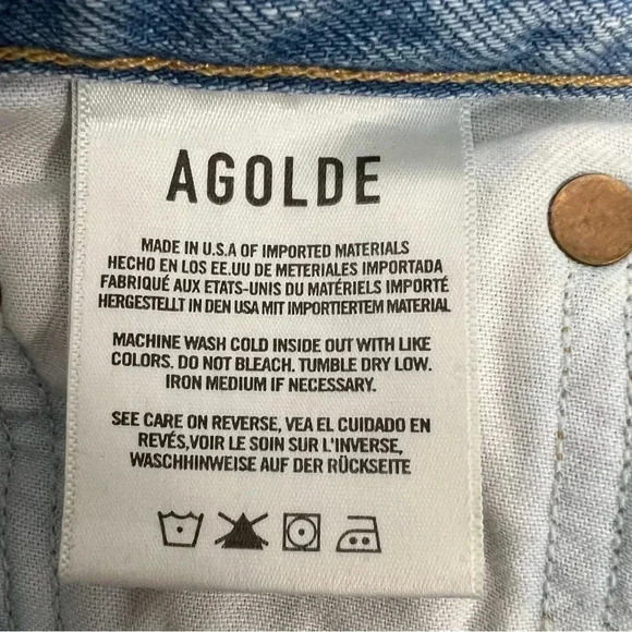 AGOLDE Jamie High Rise Distressed Jeans Shakedown Wash Denim Button Fly Size 26 - Picture 9 of 11